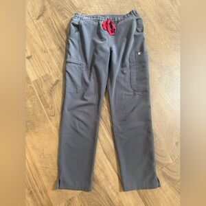 Figs Yola Pants - Charcoal with red tie